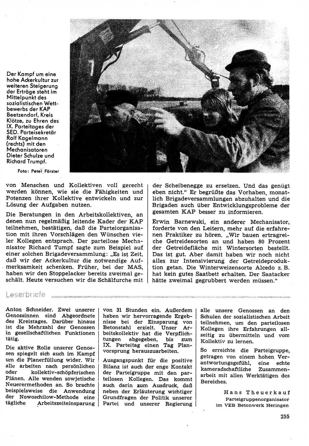 Neuer Weg (NW), Organ des Zentralkomitees (ZK) der SED (Sozialistische Einheitspartei Deutschlands) für Fragen des Parteilebens, 31. Jahrgang [Deutsche Demokratische Republik (DDR)] 1976, Seite 255 (NW ZK SED DDR 1976, S. 255)