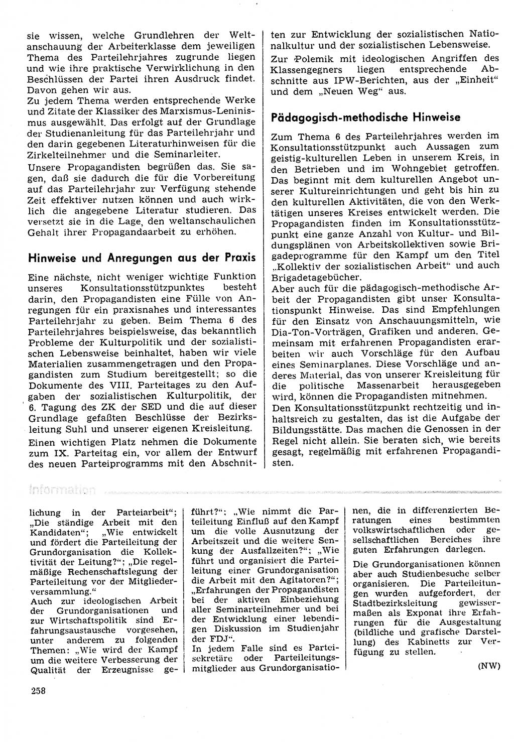 Neuer Weg (NW), Organ des Zentralkomitees (ZK) der SED (Sozialistische Einheitspartei Deutschlands) für Fragen des Parteilebens, 31. Jahrgang [Deutsche Demokratische Republik (DDR)] 1976, Seite 258 (NW ZK SED DDR 1976, S. 258)