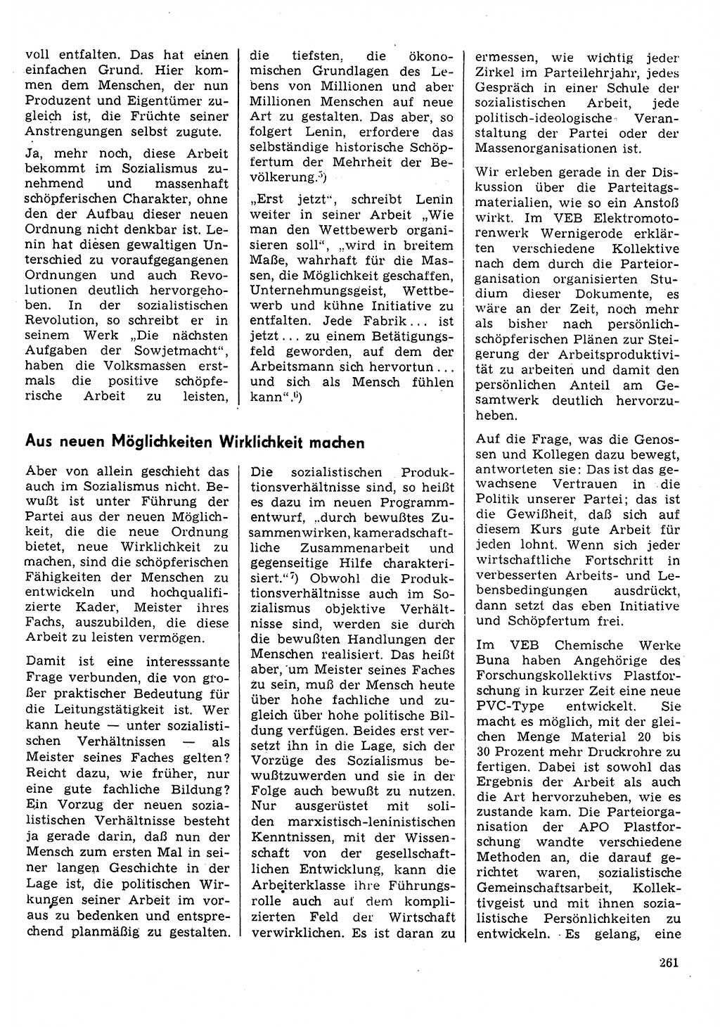 Neuer Weg (NW), Organ des Zentralkomitees (ZK) der SED (Sozialistische Einheitspartei Deutschlands) für Fragen des Parteilebens, 31. Jahrgang [Deutsche Demokratische Republik (DDR)] 1976, Seite 261 (NW ZK SED DDR 1976, S. 261)