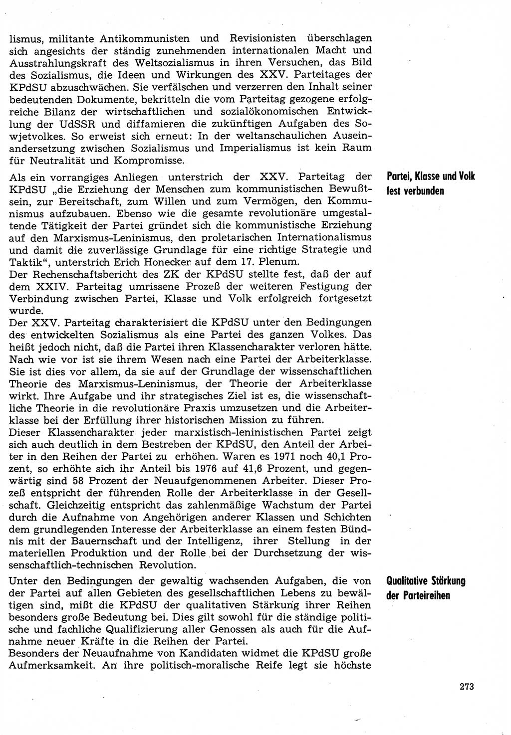 Neuer Weg (NW), Organ des Zentralkomitees (ZK) der SED (Sozialistische Einheitspartei Deutschlands) für Fragen des Parteilebens, 31. Jahrgang [Deutsche Demokratische Republik (DDR)] 1976, Seite 273 (NW ZK SED DDR 1976, S. 273)