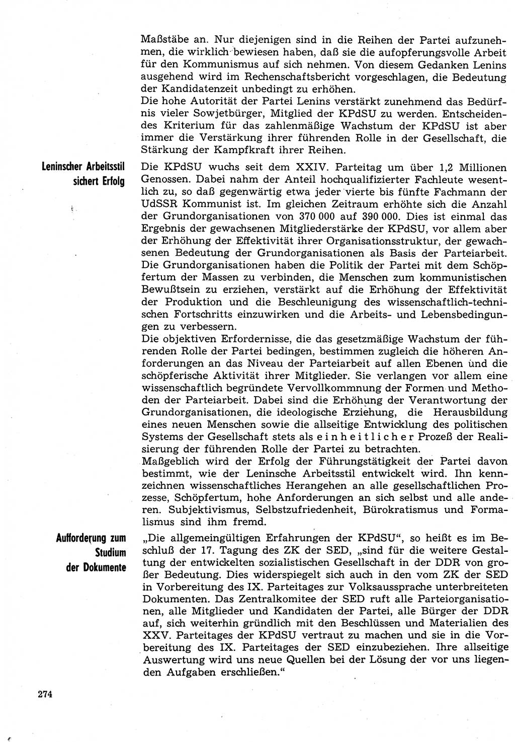 Neuer Weg (NW), Organ des Zentralkomitees (ZK) der SED (Sozialistische Einheitspartei Deutschlands) für Fragen des Parteilebens, 31. Jahrgang [Deutsche Demokratische Republik (DDR)] 1976, Seite 274 (NW ZK SED DDR 1976, S. 274)