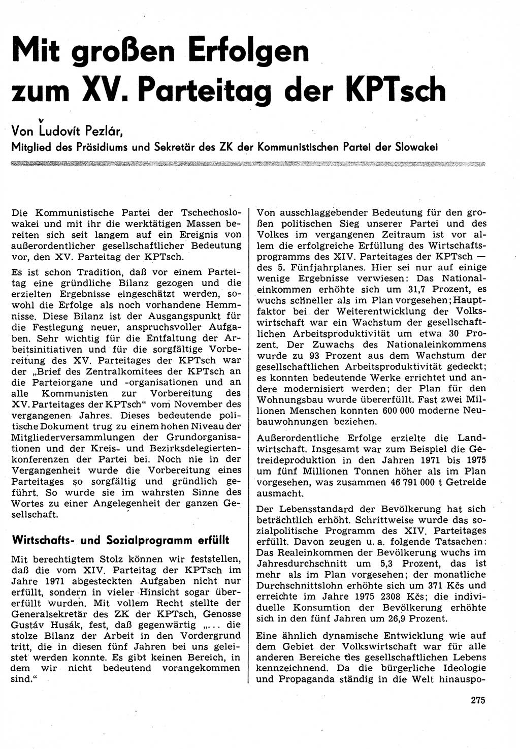 Neuer Weg (NW), Organ des Zentralkomitees (ZK) der SED (Sozialistische Einheitspartei Deutschlands) für Fragen des Parteilebens, 31. Jahrgang [Deutsche Demokratische Republik (DDR)] 1976, Seite 275 (NW ZK SED DDR 1976, S. 275)