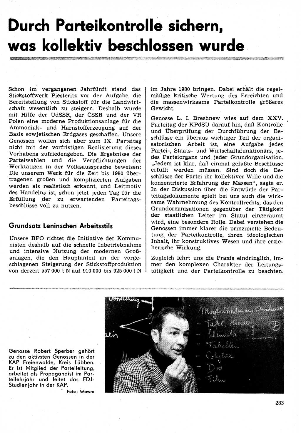 Neuer Weg (NW), Organ des Zentralkomitees (ZK) der SED (Sozialistische Einheitspartei Deutschlands) für Fragen des Parteilebens, 31. Jahrgang [Deutsche Demokratische Republik (DDR)] 1976, Seite 283 (NW ZK SED DDR 1976, S. 283)