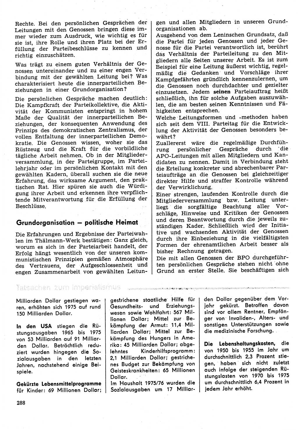 Neuer Weg (NW), Organ des Zentralkomitees (ZK) der SED (Sozialistische Einheitspartei Deutschlands) für Fragen des Parteilebens, 31. Jahrgang [Deutsche Demokratische Republik (DDR)] 1976, Seite 288 (NW ZK SED DDR 1976, S. 288)