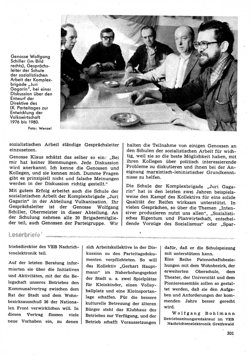 Neuer Weg (NW), Organ des Zentralkomitees (ZK) der SED (Sozialistische Einheitspartei Deutschlands) für Fragen des Parteilebens, 31. Jahrgang [Deutsche Demokratische Republik (DDR)] 1976, Seite 301 (NW ZK SED DDR 1976, S. 301)