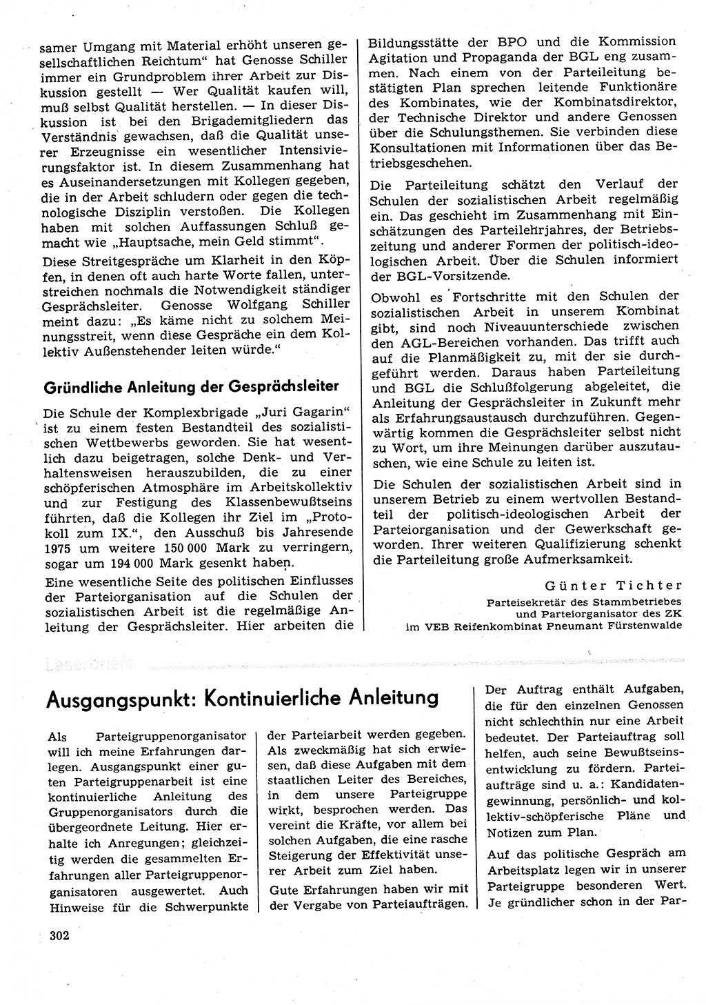 Neuer Weg (NW), Organ des Zentralkomitees (ZK) der SED (Sozialistische Einheitspartei Deutschlands) für Fragen des Parteilebens, 31. Jahrgang [Deutsche Demokratische Republik (DDR)] 1976, Seite 302 (NW ZK SED DDR 1976, S. 302)
