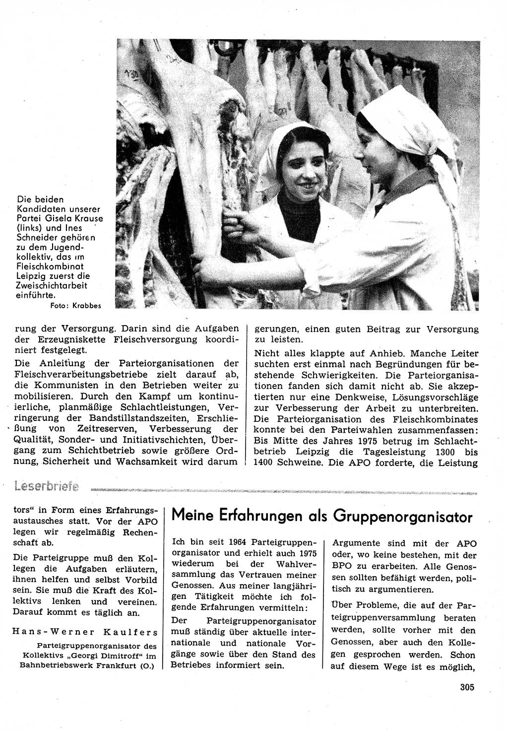 Neuer Weg (NW), Organ des Zentralkomitees (ZK) der SED (Sozialistische Einheitspartei Deutschlands) für Fragen des Parteilebens, 31. Jahrgang [Deutsche Demokratische Republik (DDR)] 1976, Seite 305 (NW ZK SED DDR 1976, S. 305)