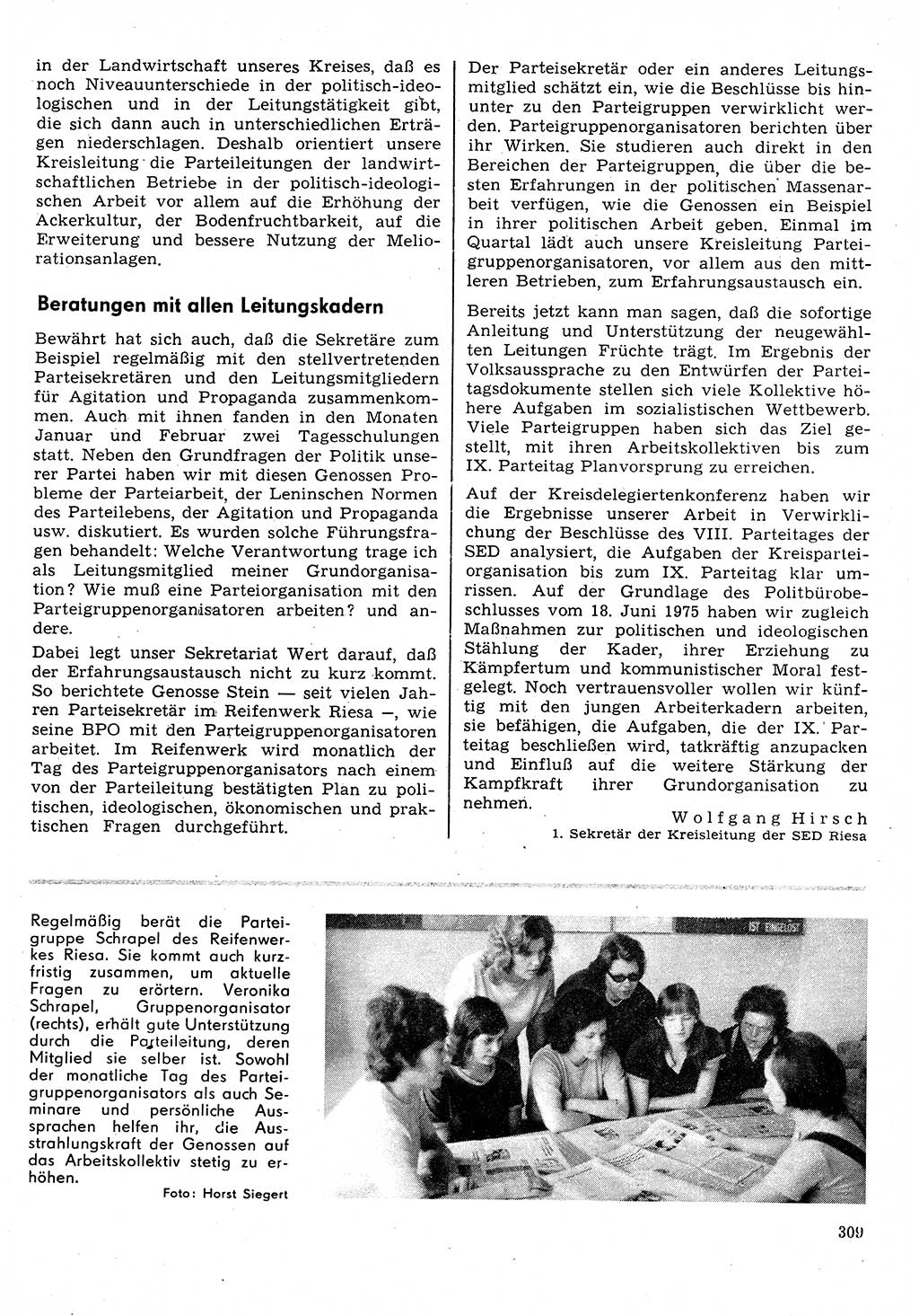 Neuer Weg (NW), Organ des Zentralkomitees (ZK) der SED (Sozialistische Einheitspartei Deutschlands) für Fragen des Parteilebens, 31. Jahrgang [Deutsche Demokratische Republik (DDR)] 1976, Seite 309 (NW ZK SED DDR 1976, S. 309)