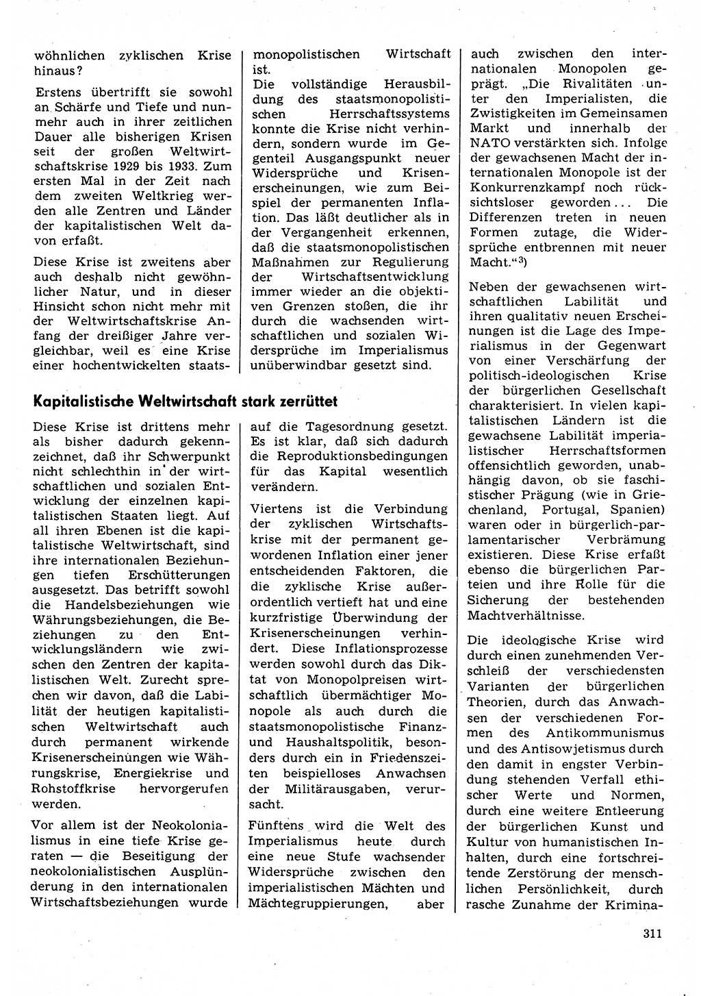 Neuer Weg (NW), Organ des Zentralkomitees (ZK) der SED (Sozialistische Einheitspartei Deutschlands) für Fragen des Parteilebens, 31. Jahrgang [Deutsche Demokratische Republik (DDR)] 1976, Seite 311 (NW ZK SED DDR 1976, S. 311)