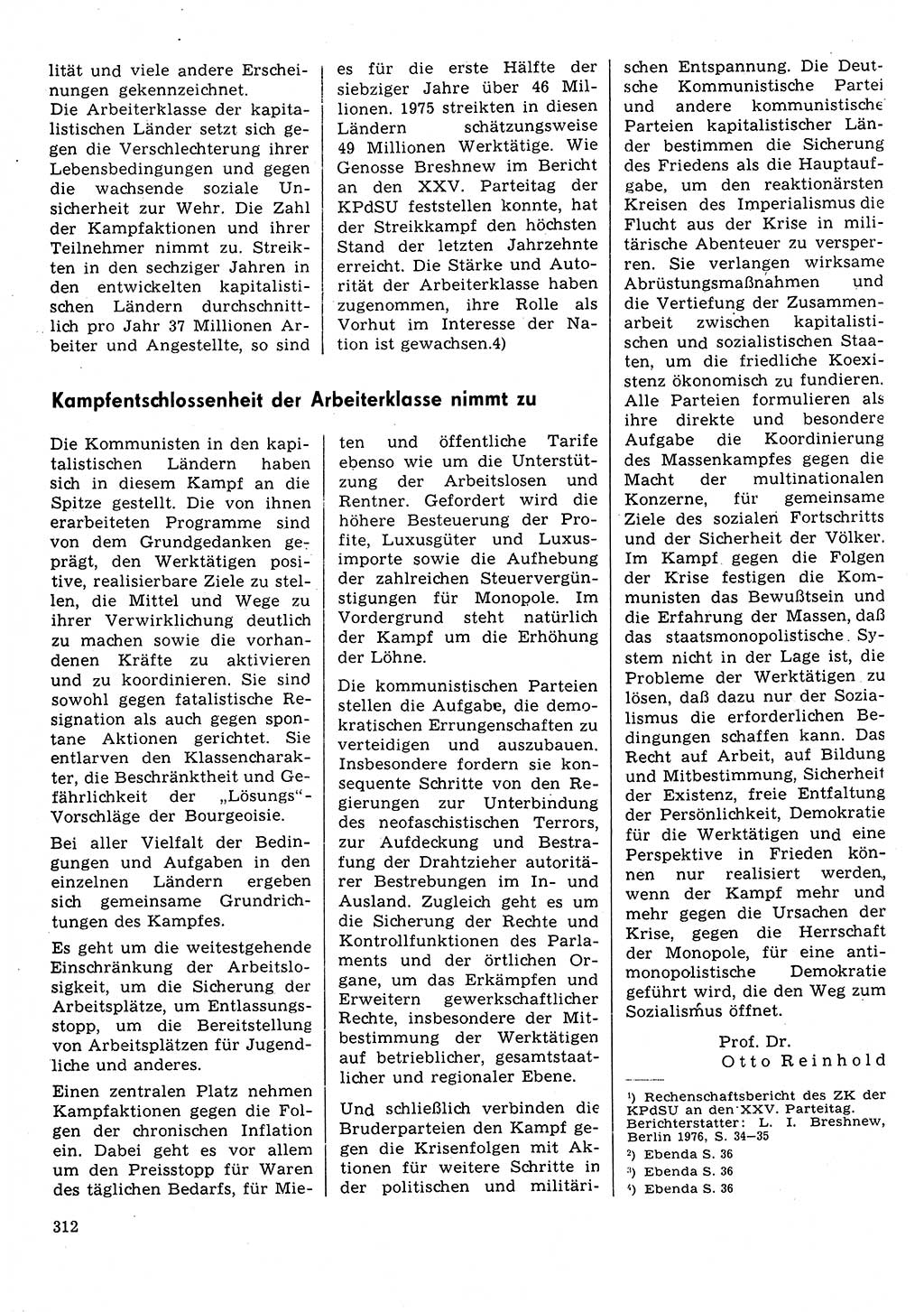 Neuer Weg (NW), Organ des Zentralkomitees (ZK) der SED (Sozialistische Einheitspartei Deutschlands) für Fragen des Parteilebens, 31. Jahrgang [Deutsche Demokratische Republik (DDR)] 1976, Seite 312 (NW ZK SED DDR 1976, S. 312)