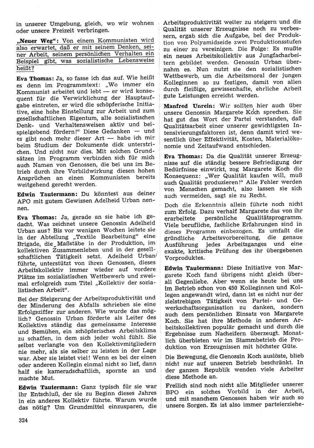 Neuer Weg (NW), Organ des Zentralkomitees (ZK) der SED (Sozialistische Einheitspartei Deutschlands) für Fragen des Parteilebens, 31. Jahrgang [Deutsche Demokratische Republik (DDR)] 1976, Seite 324 (NW ZK SED DDR 1976, S. 324)