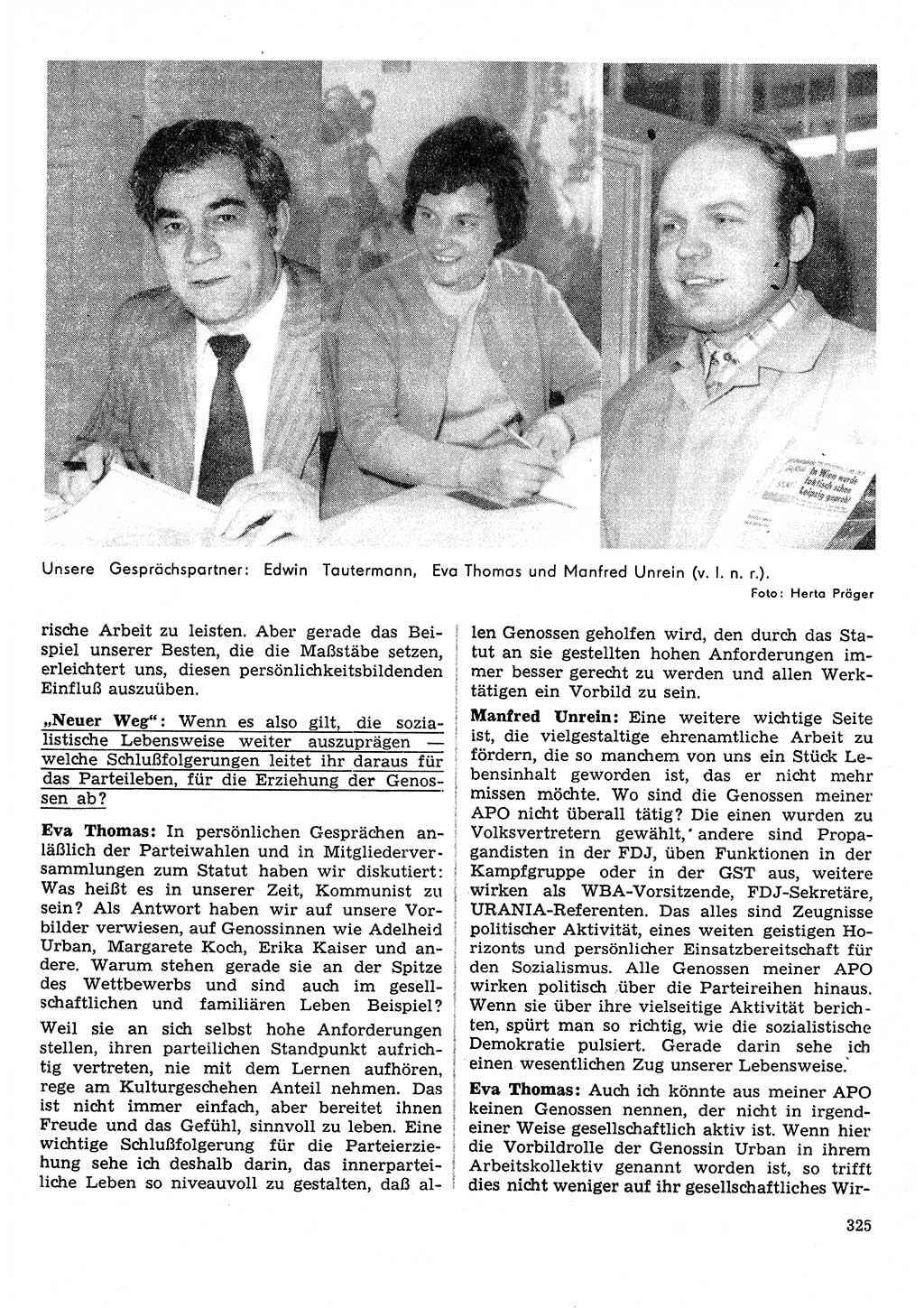 Neuer Weg (NW), Organ des Zentralkomitees (ZK) der SED (Sozialistische Einheitspartei Deutschlands) für Fragen des Parteilebens, 31. Jahrgang [Deutsche Demokratische Republik (DDR)] 1976, Seite 325 (NW ZK SED DDR 1976, S. 325)