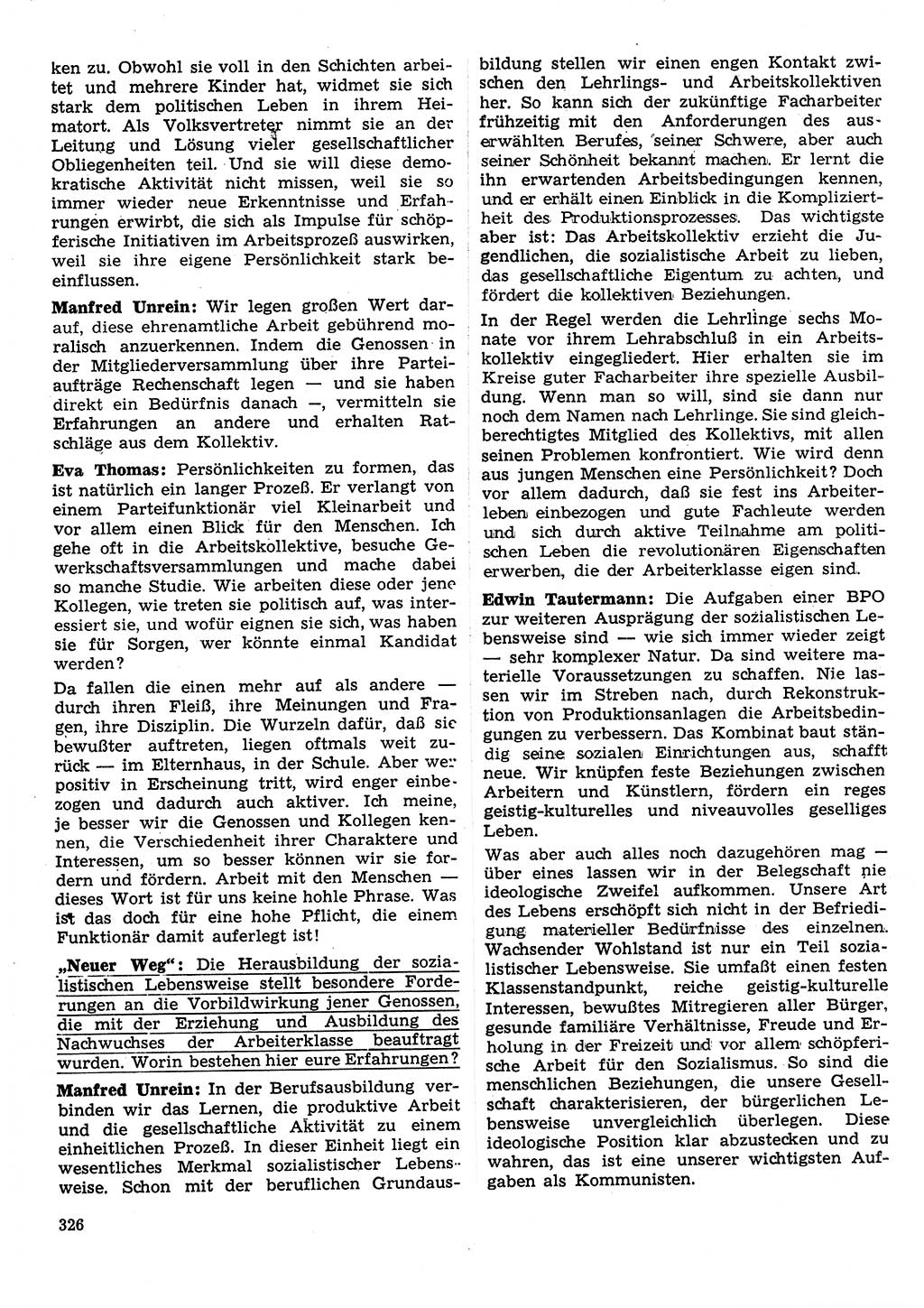 Neuer Weg (NW), Organ des Zentralkomitees (ZK) der SED (Sozialistische Einheitspartei Deutschlands) für Fragen des Parteilebens, 31. Jahrgang [Deutsche Demokratische Republik (DDR)] 1976, Seite 326 (NW ZK SED DDR 1976, S. 326)