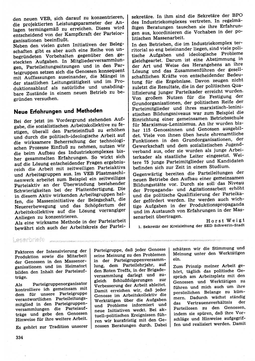 Neuer Weg (NW), Organ des Zentralkomitees (ZK) der SED (Sozialistische Einheitspartei Deutschlands) für Fragen des Parteilebens, 31. Jahrgang [Deutsche Demokratische Republik (DDR)] 1976, Seite 334 (NW ZK SED DDR 1976, S. 334)