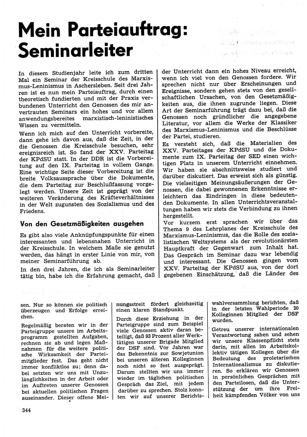Neuer Weg (NW), Organ des Zentralkomitees (ZK) der SED (Sozialistische Einheitspartei Deutschlands) für Fragen des Parteilebens, 31. Jahrgang [Deutsche Demokratische Republik (DDR)] 1976, Seite 344 (NW ZK SED DDR 1976, S. 344)