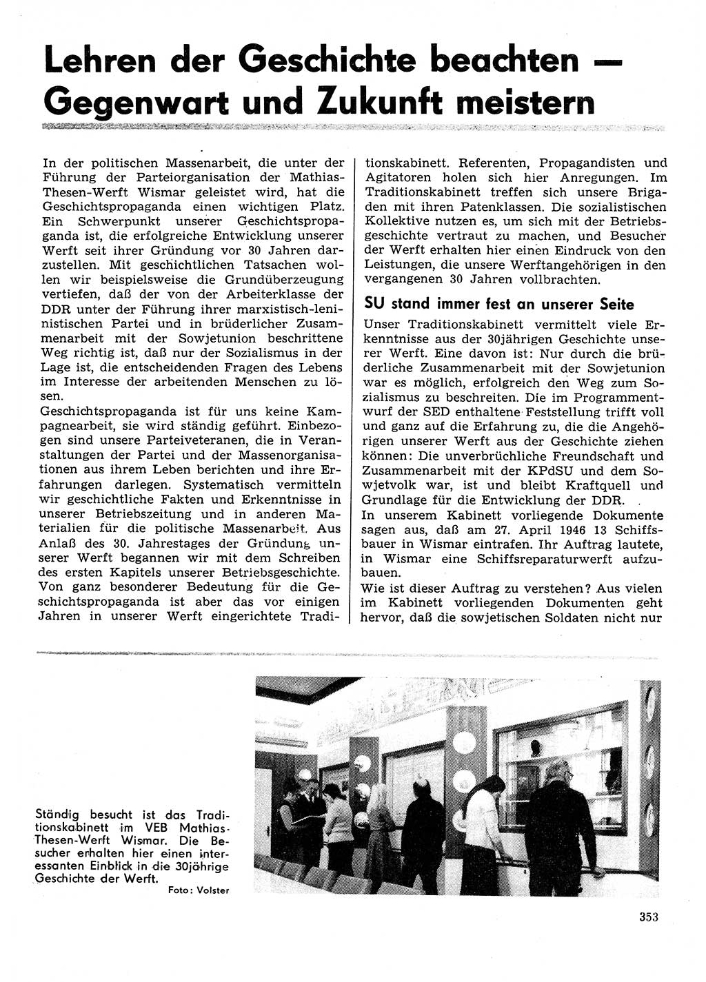 Neuer Weg (NW), Organ des Zentralkomitees (ZK) der SED (Sozialistische Einheitspartei Deutschlands) für Fragen des Parteilebens, 31. Jahrgang [Deutsche Demokratische Republik (DDR)] 1976, Seite 353 (NW ZK SED DDR 1976, S. 353)