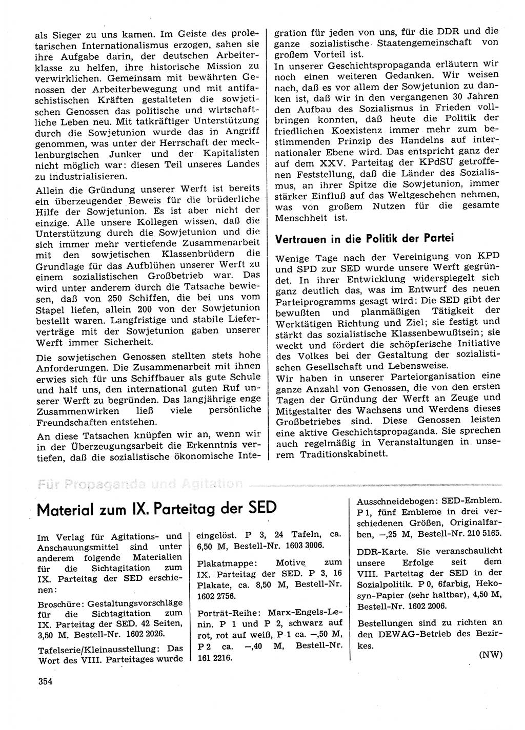 Neuer Weg (NW), Organ des Zentralkomitees (ZK) der SED (Sozialistische Einheitspartei Deutschlands) für Fragen des Parteilebens, 31. Jahrgang [Deutsche Demokratische Republik (DDR)] 1976, Seite 354 (NW ZK SED DDR 1976, S. 354)