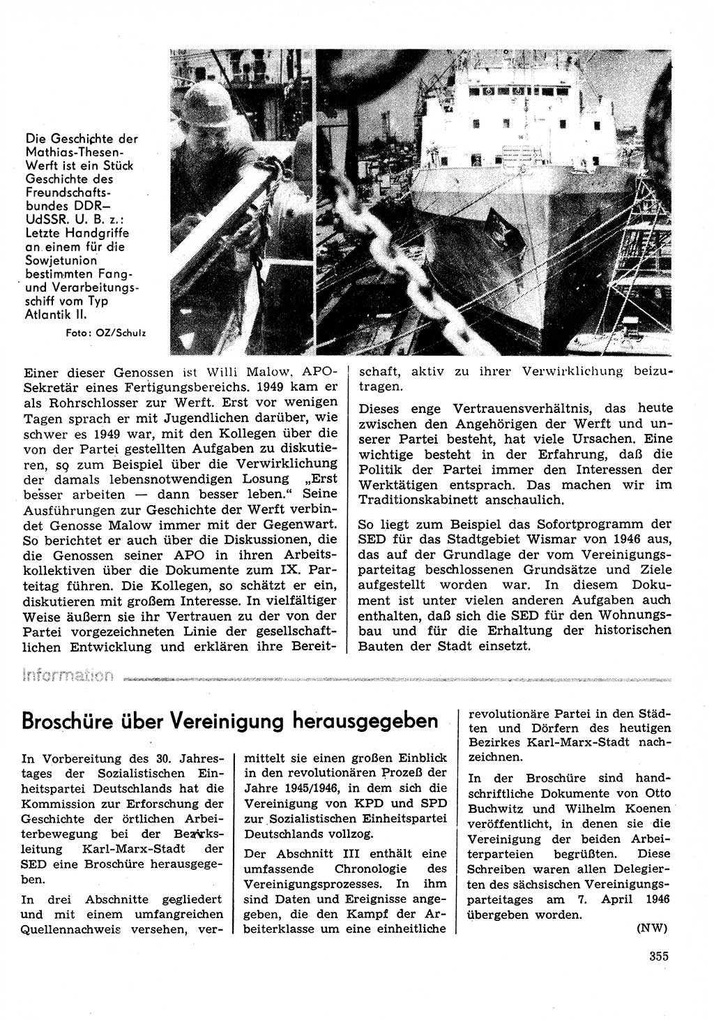 Neuer Weg (NW), Organ des Zentralkomitees (ZK) der SED (Sozialistische Einheitspartei Deutschlands) für Fragen des Parteilebens, 31. Jahrgang [Deutsche Demokratische Republik (DDR)] 1976, Seite 355 (NW ZK SED DDR 1976, S. 355)