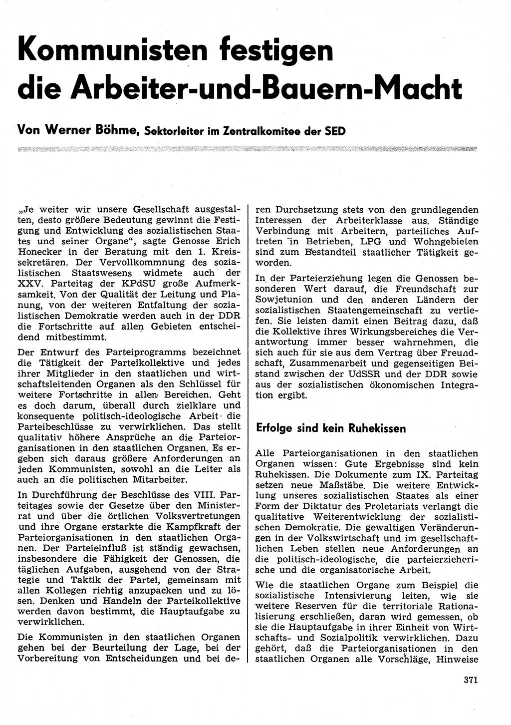 Neuer Weg (NW), Organ des Zentralkomitees (ZK) der SED (Sozialistische Einheitspartei Deutschlands) für Fragen des Parteilebens, 31. Jahrgang [Deutsche Demokratische Republik (DDR)] 1976, Seite 371 (NW ZK SED DDR 1976, S. 371)