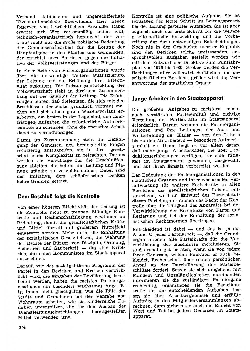 Neuer Weg (NW), Organ des Zentralkomitees (ZK) der SED (Sozialistische Einheitspartei Deutschlands) für Fragen des Parteilebens, 31. Jahrgang [Deutsche Demokratische Republik (DDR)] 1976, Seite 374 (NW ZK SED DDR 1976, S. 374)