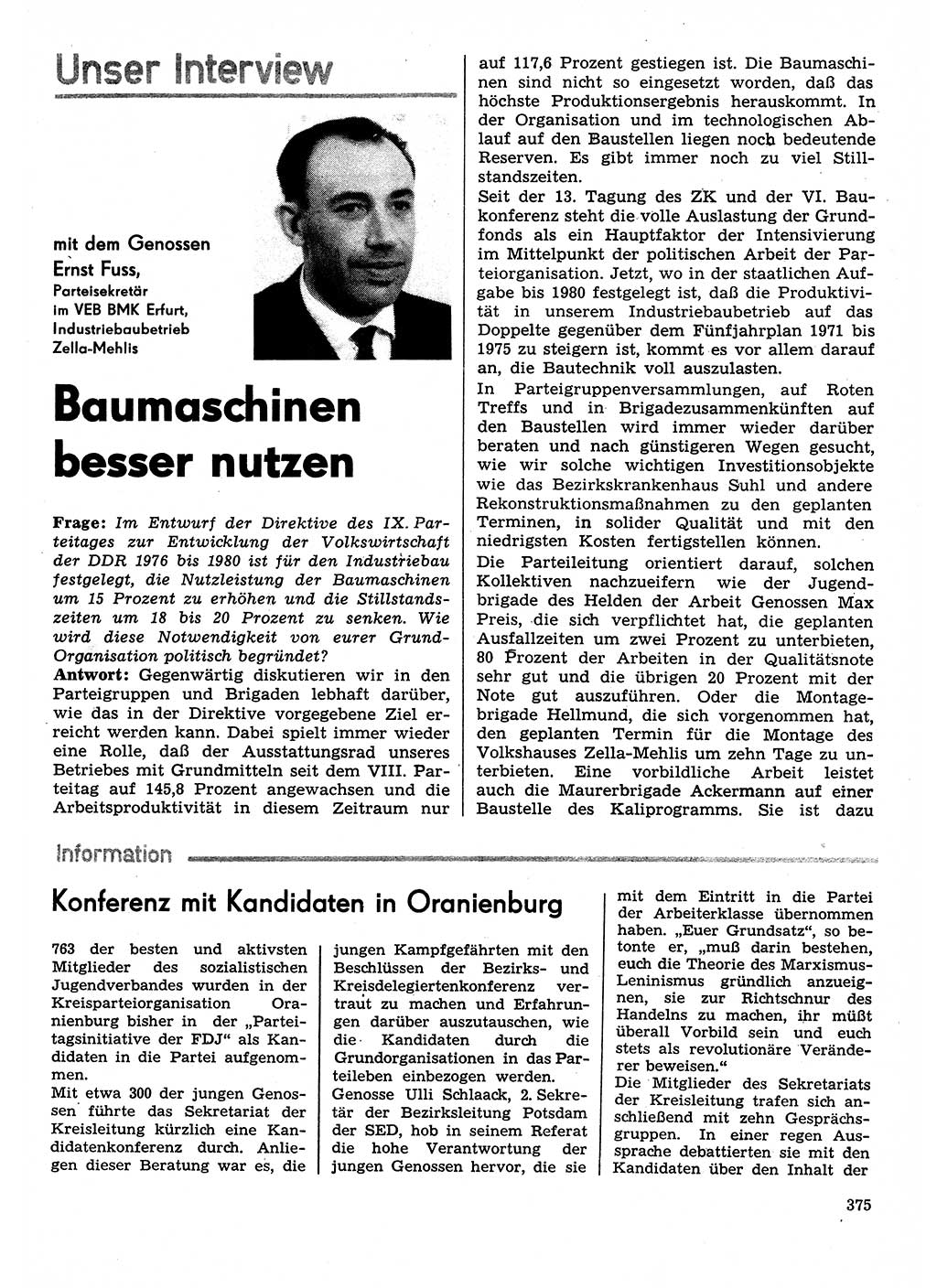 Neuer Weg (NW), Organ des Zentralkomitees (ZK) der SED (Sozialistische Einheitspartei Deutschlands) für Fragen des Parteilebens, 31. Jahrgang [Deutsche Demokratische Republik (DDR)] 1976, Seite 375 (NW ZK SED DDR 1976, S. 375)