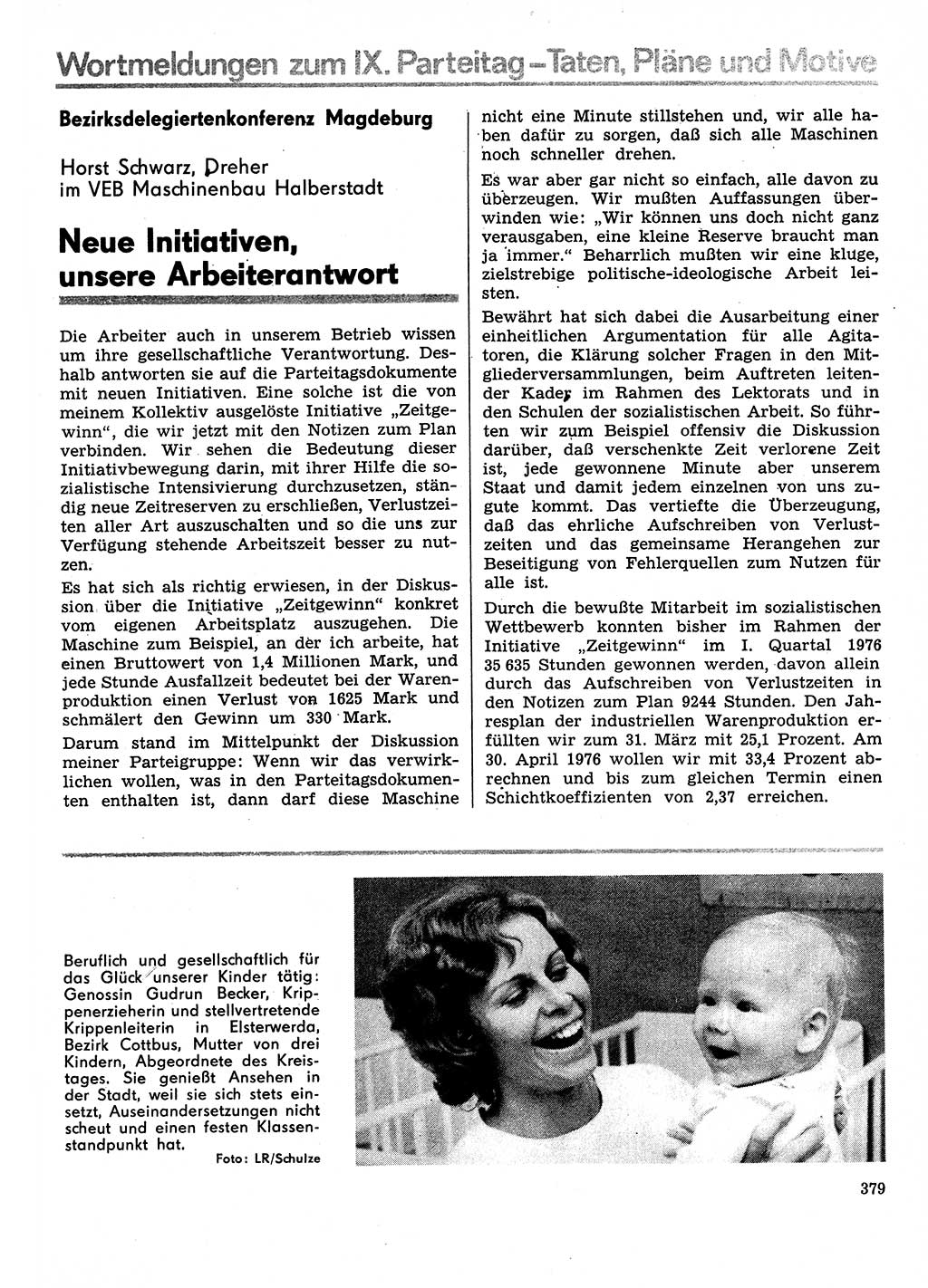 Neuer Weg (NW), Organ des Zentralkomitees (ZK) der SED (Sozialistische Einheitspartei Deutschlands) für Fragen des Parteilebens, 31. Jahrgang [Deutsche Demokratische Republik (DDR)] 1976, Seite 379 (NW ZK SED DDR 1976, S. 379)