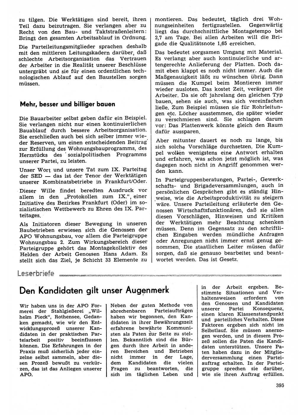 Neuer Weg (NW), Organ des Zentralkomitees (ZK) der SED (Sozialistische Einheitspartei Deutschlands) für Fragen des Parteilebens, 31. Jahrgang [Deutsche Demokratische Republik (DDR)] 1976, Seite 395 (NW ZK SED DDR 1976, S. 395)
