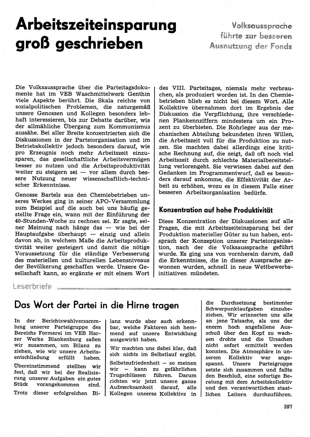 Neuer Weg (NW), Organ des Zentralkomitees (ZK) der SED (Sozialistische Einheitspartei Deutschlands) für Fragen des Parteilebens, 31. Jahrgang [Deutsche Demokratische Republik (DDR)] 1976, Seite 397 (NW ZK SED DDR 1976, S. 397)