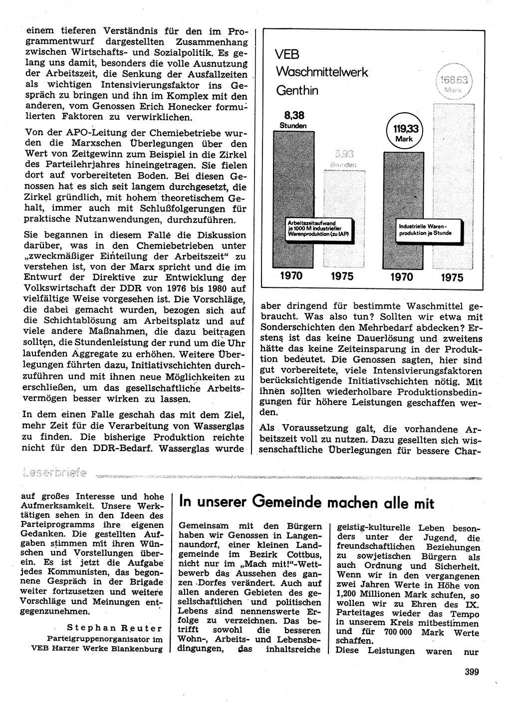 Neuer Weg (NW), Organ des Zentralkomitees (ZK) der SED (Sozialistische Einheitspartei Deutschlands) für Fragen des Parteilebens, 31. Jahrgang [Deutsche Demokratische Republik (DDR)] 1976, Seite 399 (NW ZK SED DDR 1976, S. 399)