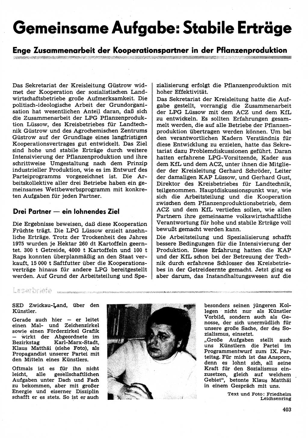 Neuer Weg (NW), Organ des Zentralkomitees (ZK) der SED (Sozialistische Einheitspartei Deutschlands) für Fragen des Parteilebens, 31. Jahrgang [Deutsche Demokratische Republik (DDR)] 1976, Seite 403 (NW ZK SED DDR 1976, S. 403)
