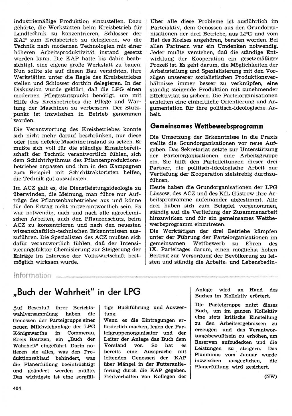 Neuer Weg (NW), Organ des Zentralkomitees (ZK) der SED (Sozialistische Einheitspartei Deutschlands) für Fragen des Parteilebens, 31. Jahrgang [Deutsche Demokratische Republik (DDR)] 1976, Seite 404 (NW ZK SED DDR 1976, S. 404)