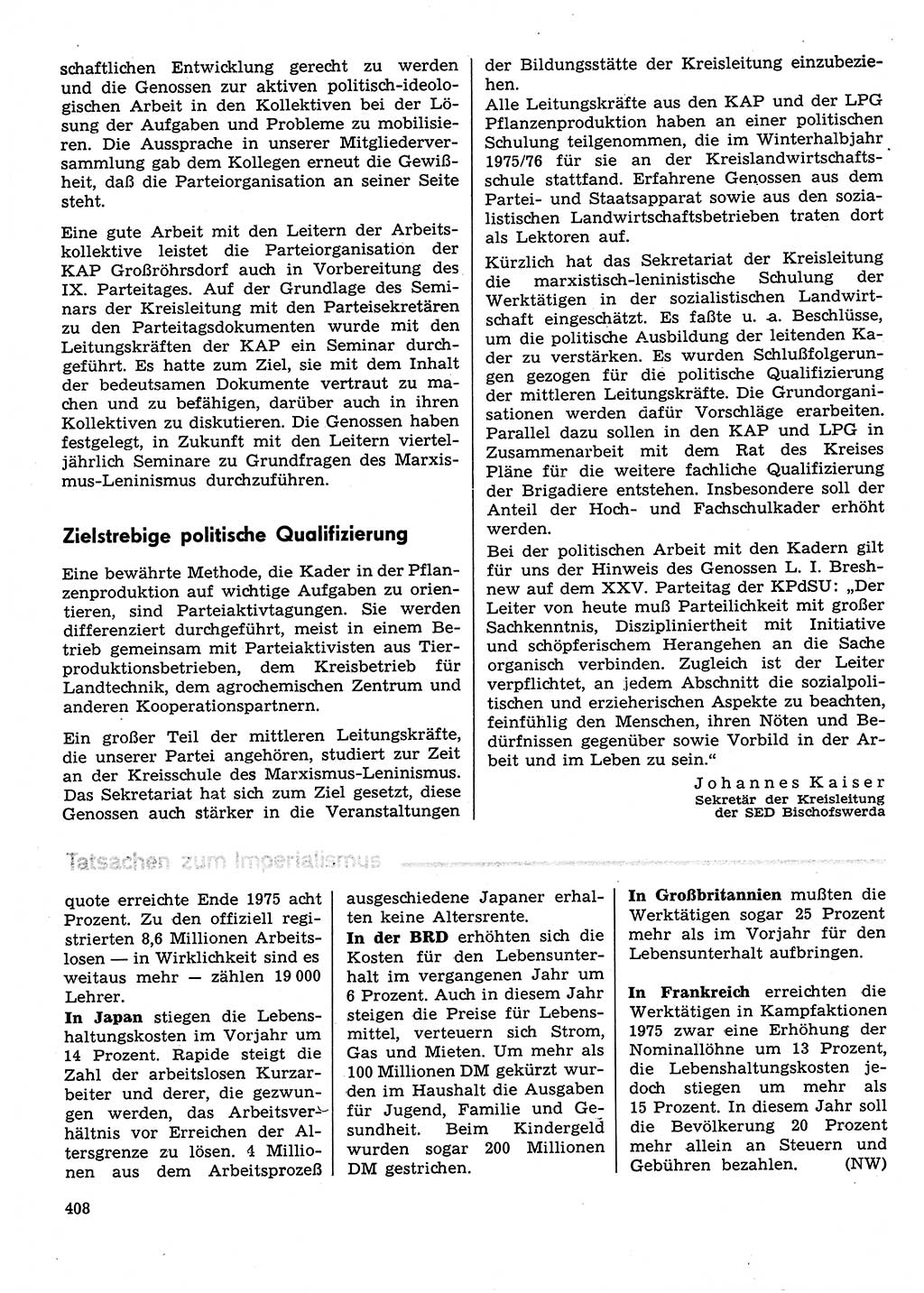 Neuer Weg (NW), Organ des Zentralkomitees (ZK) der SED (Sozialistische Einheitspartei Deutschlands) für Fragen des Parteilebens, 31. Jahrgang [Deutsche Demokratische Republik (DDR)] 1976, Seite 408 (NW ZK SED DDR 1976, S. 408)