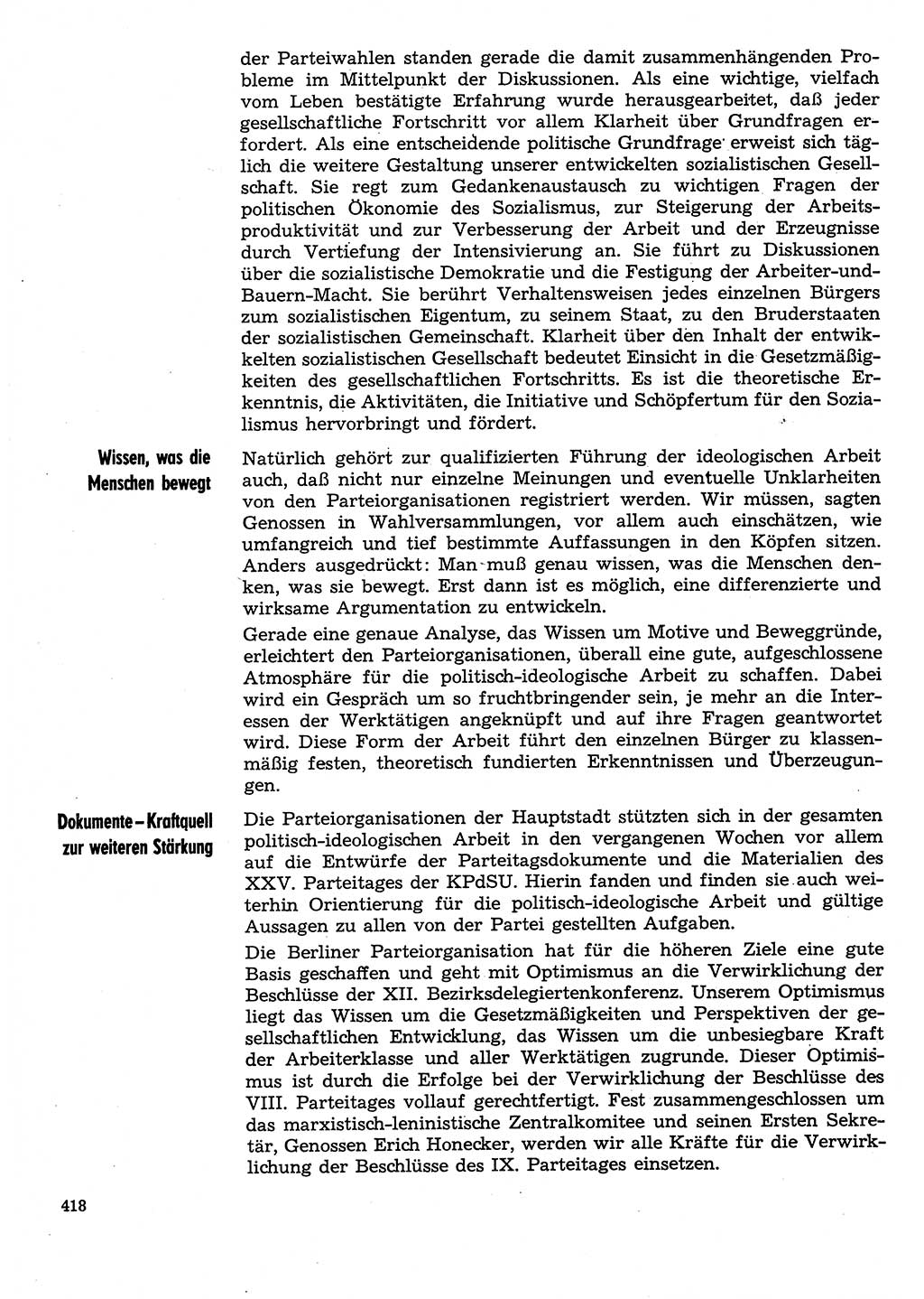 Neuer Weg (NW), Organ des Zentralkomitees (ZK) der SED (Sozialistische Einheitspartei Deutschlands) für Fragen des Parteilebens, 31. Jahrgang [Deutsche Demokratische Republik (DDR)] 1976, Seite 418 (NW ZK SED DDR 1976, S. 418)