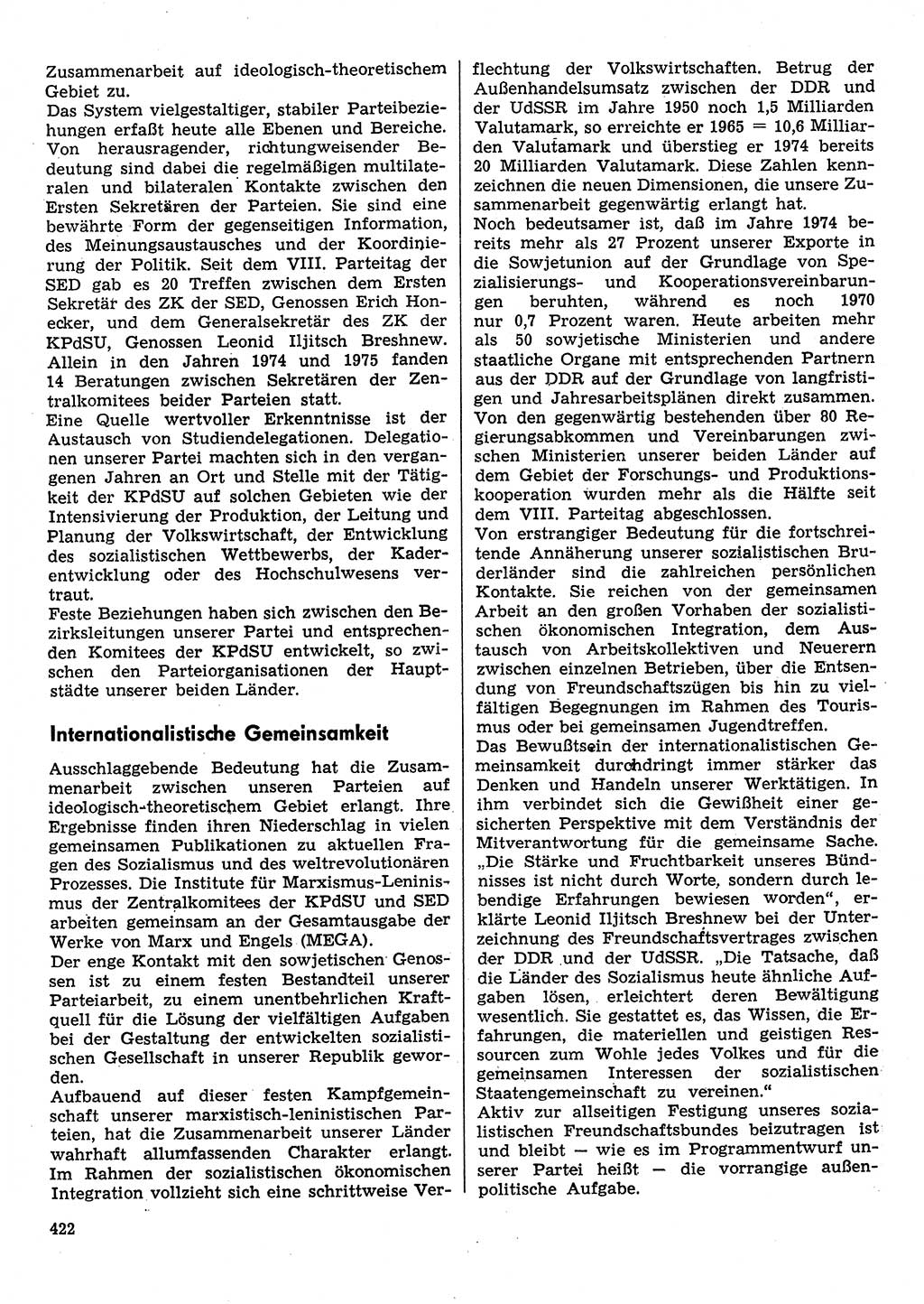 Neuer Weg (NW), Organ des Zentralkomitees (ZK) der SED (Sozialistische Einheitspartei Deutschlands) für Fragen des Parteilebens, 31. Jahrgang [Deutsche Demokratische Republik (DDR)] 1976, Seite 422 (NW ZK SED DDR 1976, S. 422)