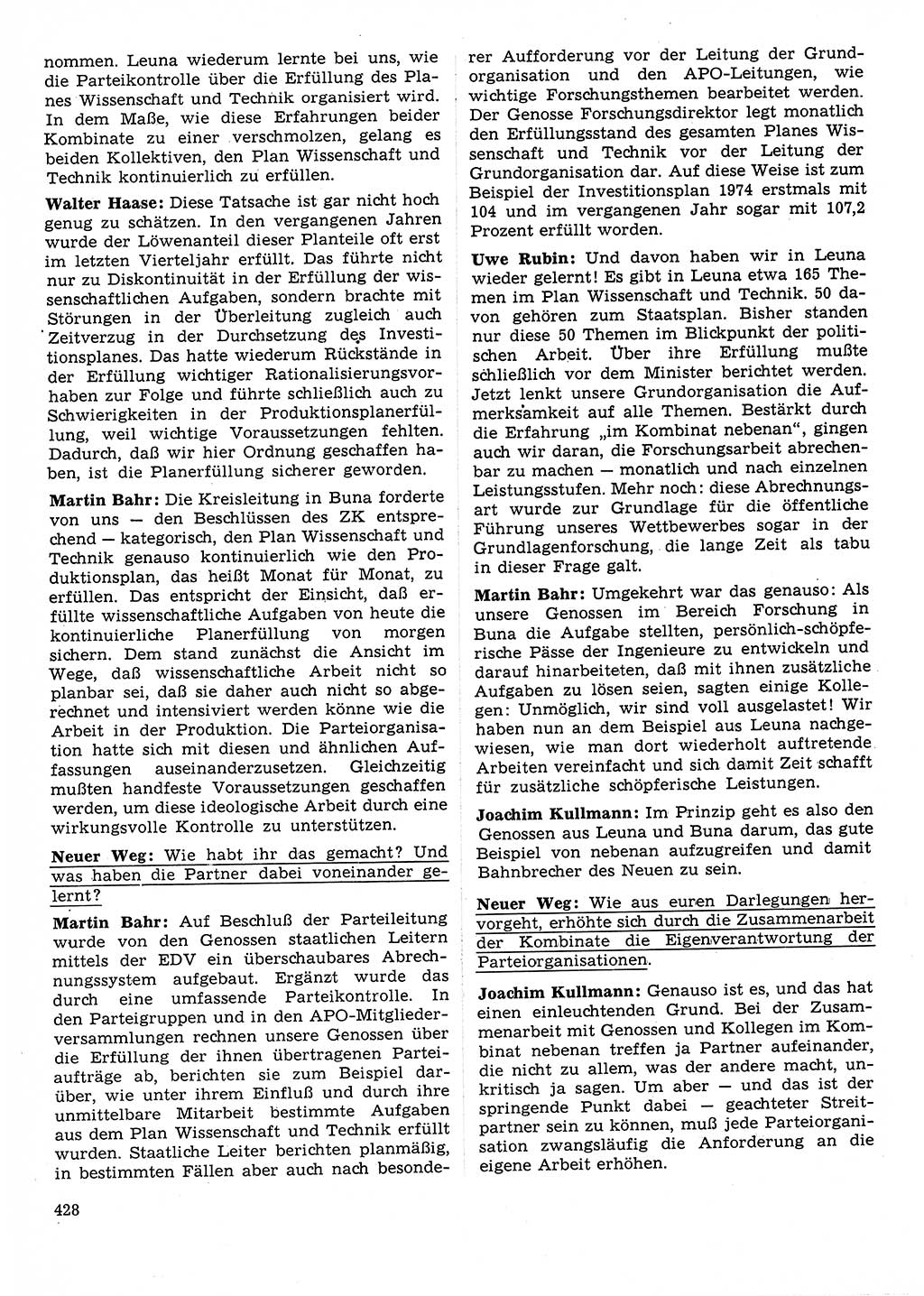 Neuer Weg (NW), Organ des Zentralkomitees (ZK) der SED (Sozialistische Einheitspartei Deutschlands) für Fragen des Parteilebens, 31. Jahrgang [Deutsche Demokratische Republik (DDR)] 1976, Seite 428 (NW ZK SED DDR 1976, S. 428)