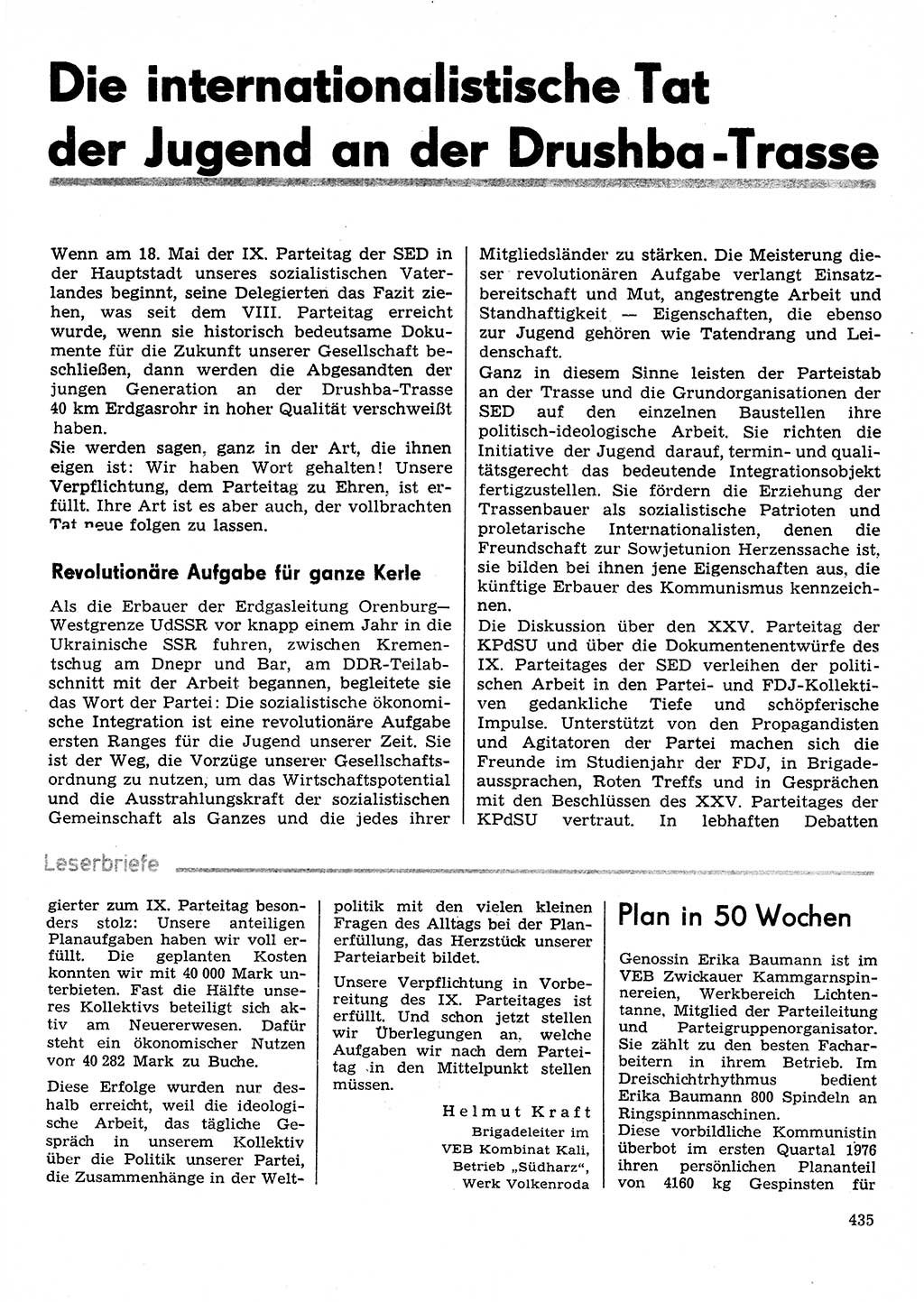 Neuer Weg (NW), Organ des Zentralkomitees (ZK) der SED (Sozialistische Einheitspartei Deutschlands) für Fragen des Parteilebens, 31. Jahrgang [Deutsche Demokratische Republik (DDR)] 1976, Seite 435 (NW ZK SED DDR 1976, S. 435)
