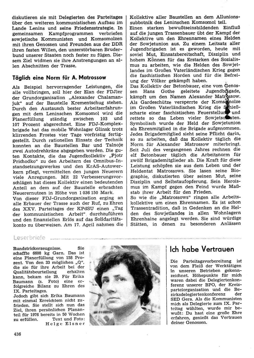 Neuer Weg (NW), Organ des Zentralkomitees (ZK) der SED (Sozialistische Einheitspartei Deutschlands) für Fragen des Parteilebens, 31. Jahrgang [Deutsche Demokratische Republik (DDR)] 1976, Seite 436 (NW ZK SED DDR 1976, S. 436)