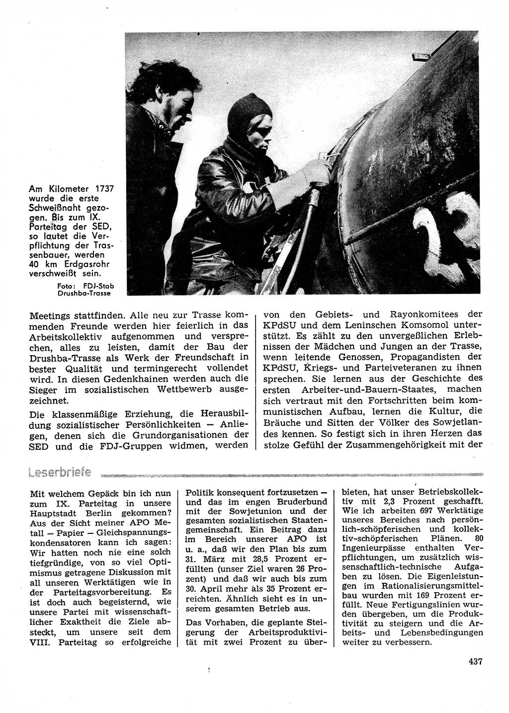 Neuer Weg (NW), Organ des Zentralkomitees (ZK) der SED (Sozialistische Einheitspartei Deutschlands) für Fragen des Parteilebens, 31. Jahrgang [Deutsche Demokratische Republik (DDR)] 1976, Seite 437 (NW ZK SED DDR 1976, S. 437)