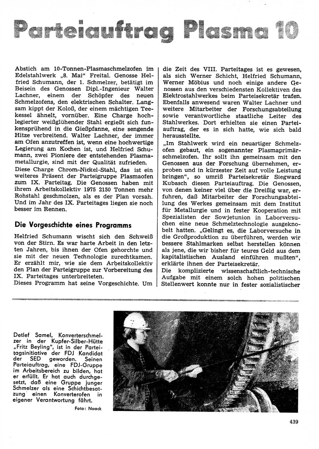 Neuer Weg (NW), Organ des Zentralkomitees (ZK) der SED (Sozialistische Einheitspartei Deutschlands) für Fragen des Parteilebens, 31. Jahrgang [Deutsche Demokratische Republik (DDR)] 1976, Seite 439 (NW ZK SED DDR 1976, S. 439)
