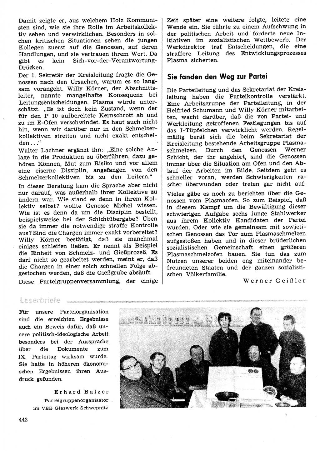 Neuer Weg (NW), Organ des Zentralkomitees (ZK) der SED (Sozialistische Einheitspartei Deutschlands) für Fragen des Parteilebens, 31. Jahrgang [Deutsche Demokratische Republik (DDR)] 1976, Seite 442 (NW ZK SED DDR 1976, S. 442)