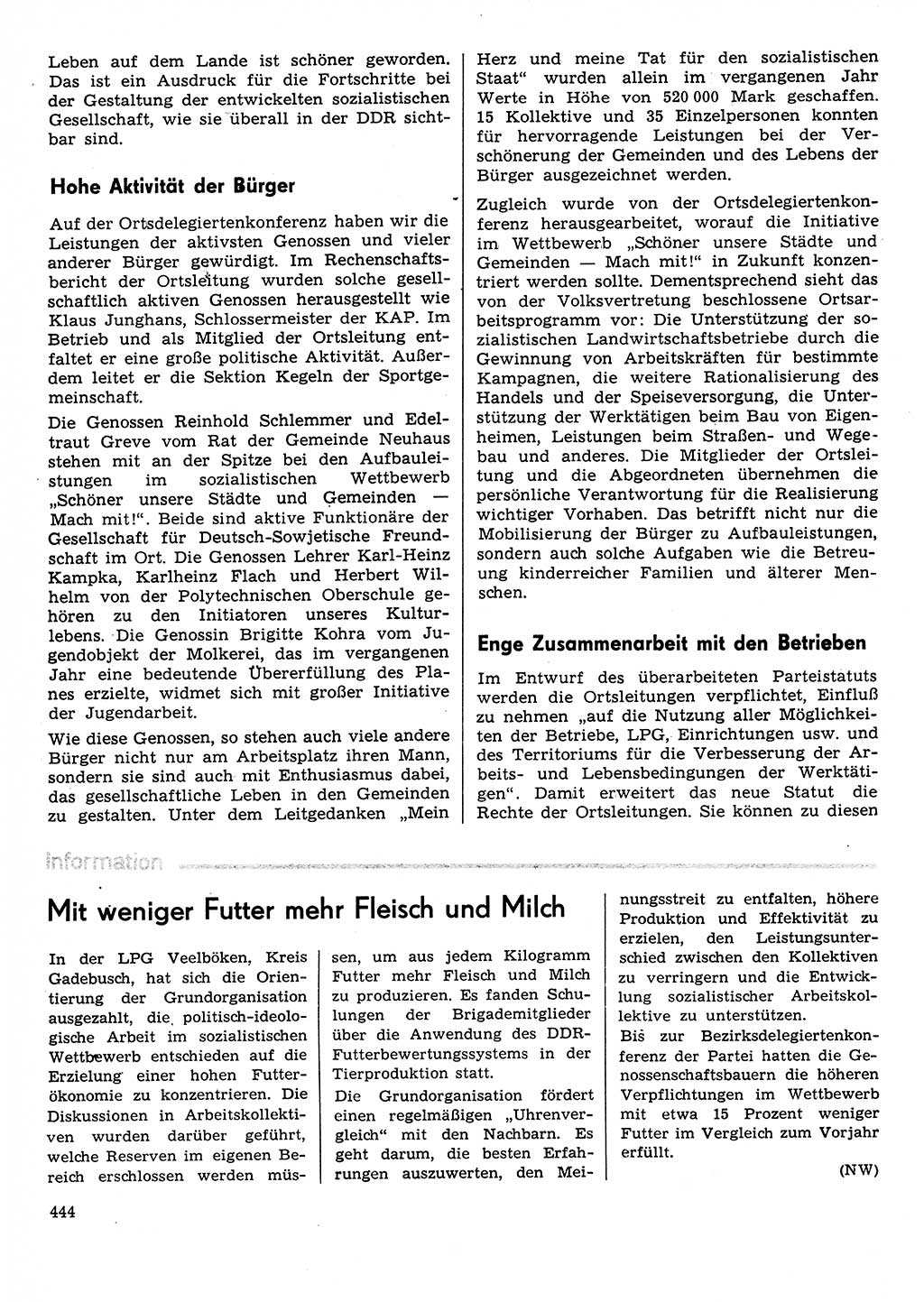 Neuer Weg (NW), Organ des Zentralkomitees (ZK) der SED (Sozialistische Einheitspartei Deutschlands) für Fragen des Parteilebens, 31. Jahrgang [Deutsche Demokratische Republik (DDR)] 1976, Seite 444 (NW ZK SED DDR 1976, S. 444)
