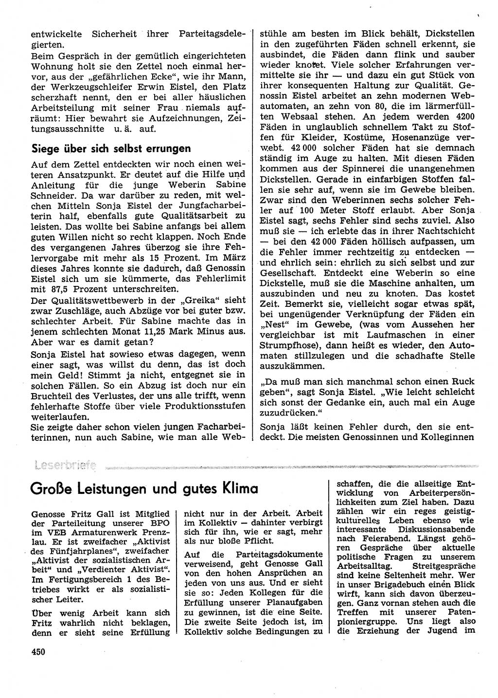 Neuer Weg (NW), Organ des Zentralkomitees (ZK) der SED (Sozialistische Einheitspartei Deutschlands) für Fragen des Parteilebens, 31. Jahrgang [Deutsche Demokratische Republik (DDR)] 1976, Seite 450 (NW ZK SED DDR 1976, S. 450)