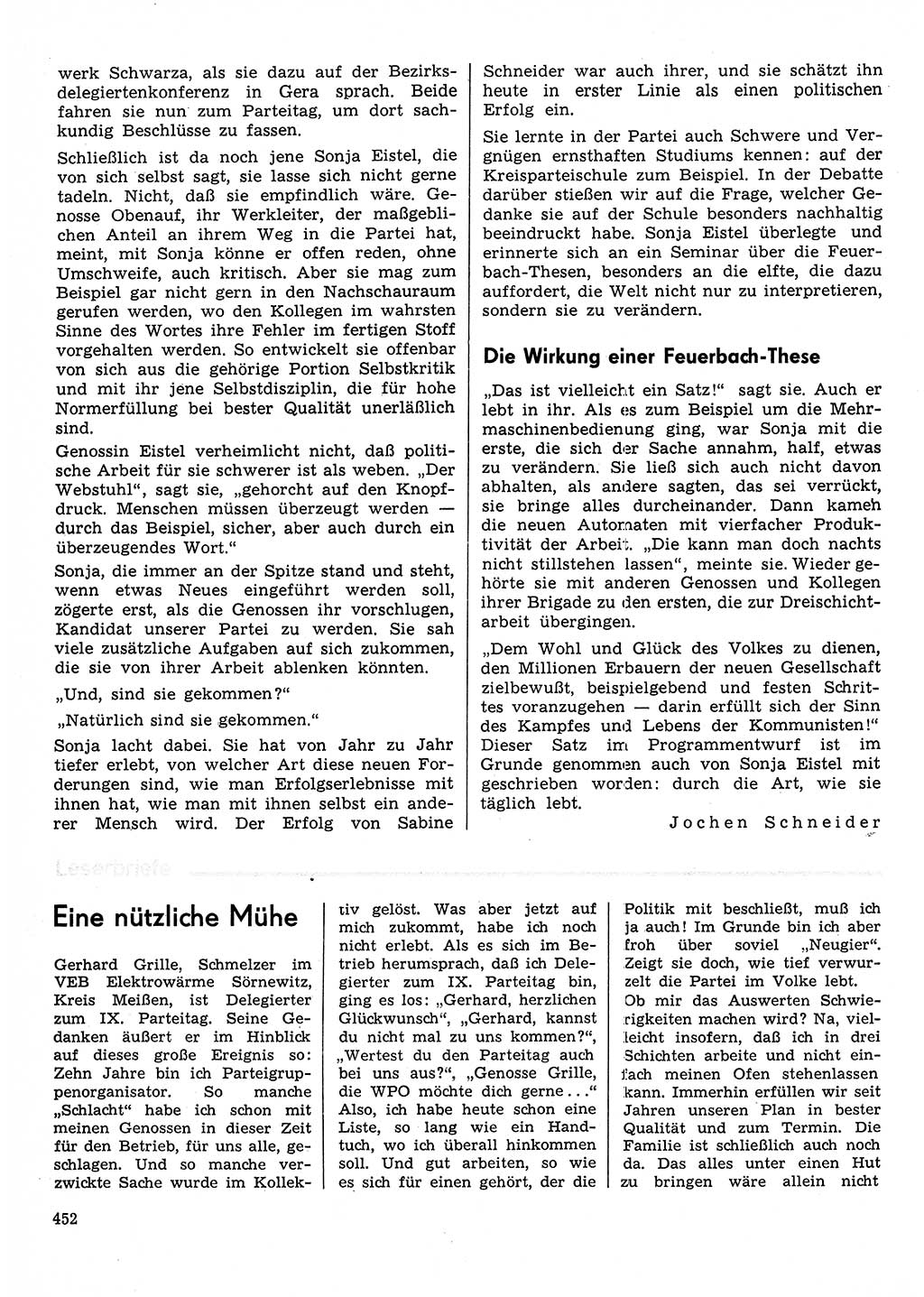 Neuer Weg (NW), Organ des Zentralkomitees (ZK) der SED (Sozialistische Einheitspartei Deutschlands) für Fragen des Parteilebens, 31. Jahrgang [Deutsche Demokratische Republik (DDR)] 1976, Seite 452 (NW ZK SED DDR 1976, S. 452)
