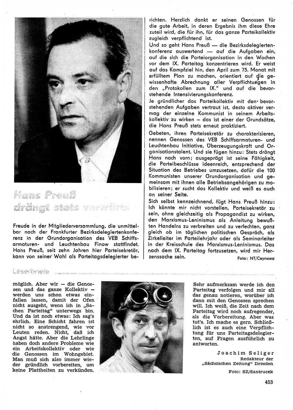 Neuer Weg (NW), Organ des Zentralkomitees (ZK) der SED (Sozialistische Einheitspartei Deutschlands) für Fragen des Parteilebens, 31. Jahrgang [Deutsche Demokratische Republik (DDR)] 1976, Seite 453 (NW ZK SED DDR 1976, S. 453)