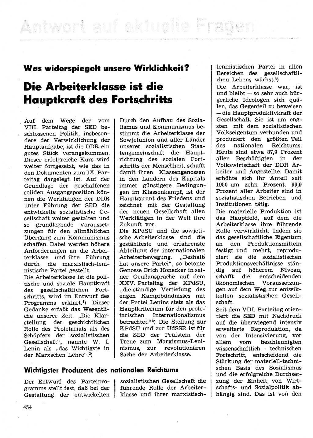 Neuer Weg (NW), Organ des Zentralkomitees (ZK) der SED (Sozialistische Einheitspartei Deutschlands) für Fragen des Parteilebens, 31. Jahrgang [Deutsche Demokratische Republik (DDR)] 1976, Seite 454 (NW ZK SED DDR 1976, S. 454)