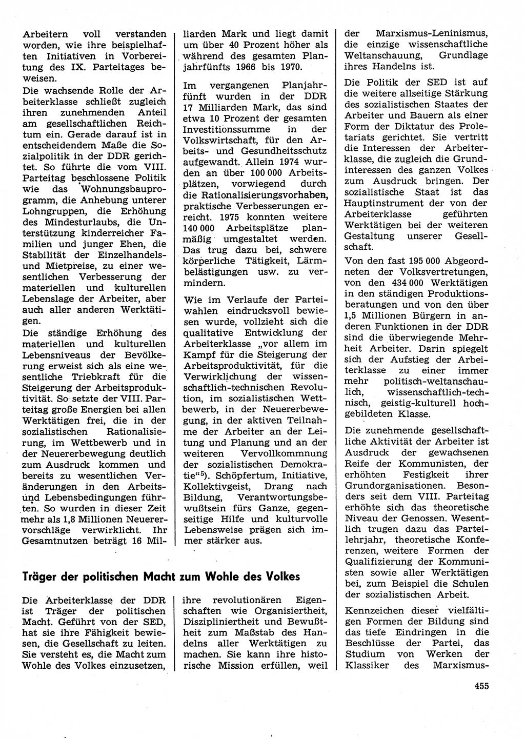 Neuer Weg (NW), Organ des Zentralkomitees (ZK) der SED (Sozialistische Einheitspartei Deutschlands) für Fragen des Parteilebens, 31. Jahrgang [Deutsche Demokratische Republik (DDR)] 1976, Seite 455 (NW ZK SED DDR 1976, S. 455)