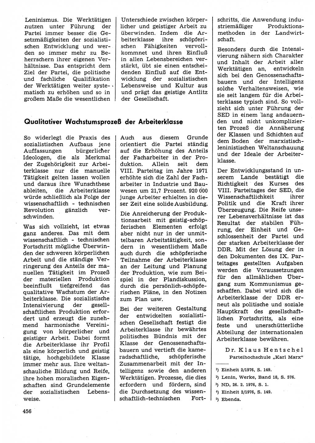 Neuer Weg (NW), Organ des Zentralkomitees (ZK) der SED (Sozialistische Einheitspartei Deutschlands) für Fragen des Parteilebens, 31. Jahrgang [Deutsche Demokratische Republik (DDR)] 1976, Seite 456 (NW ZK SED DDR 1976, S. 456)
