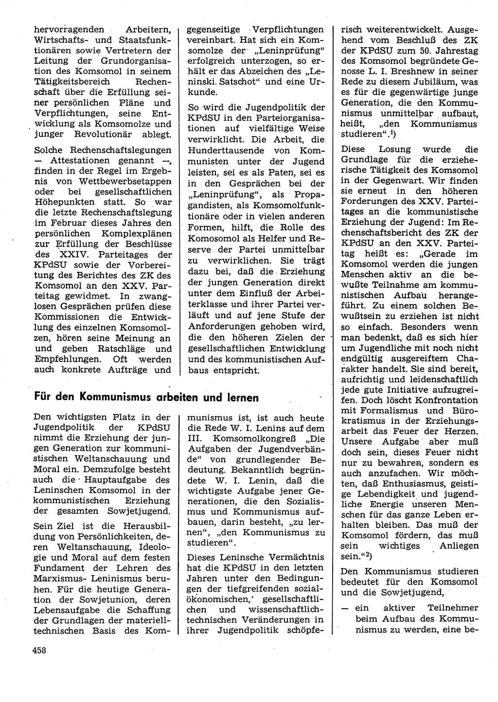 Neuer Weg (NW), Organ des Zentralkomitees (ZK) der SED (Sozialistische Einheitspartei Deutschlands) für Fragen des Parteilebens, 31. Jahrgang [Deutsche Demokratische Republik (DDR)] 1976, Seite 458 (NW ZK SED DDR 1976, S. 458)