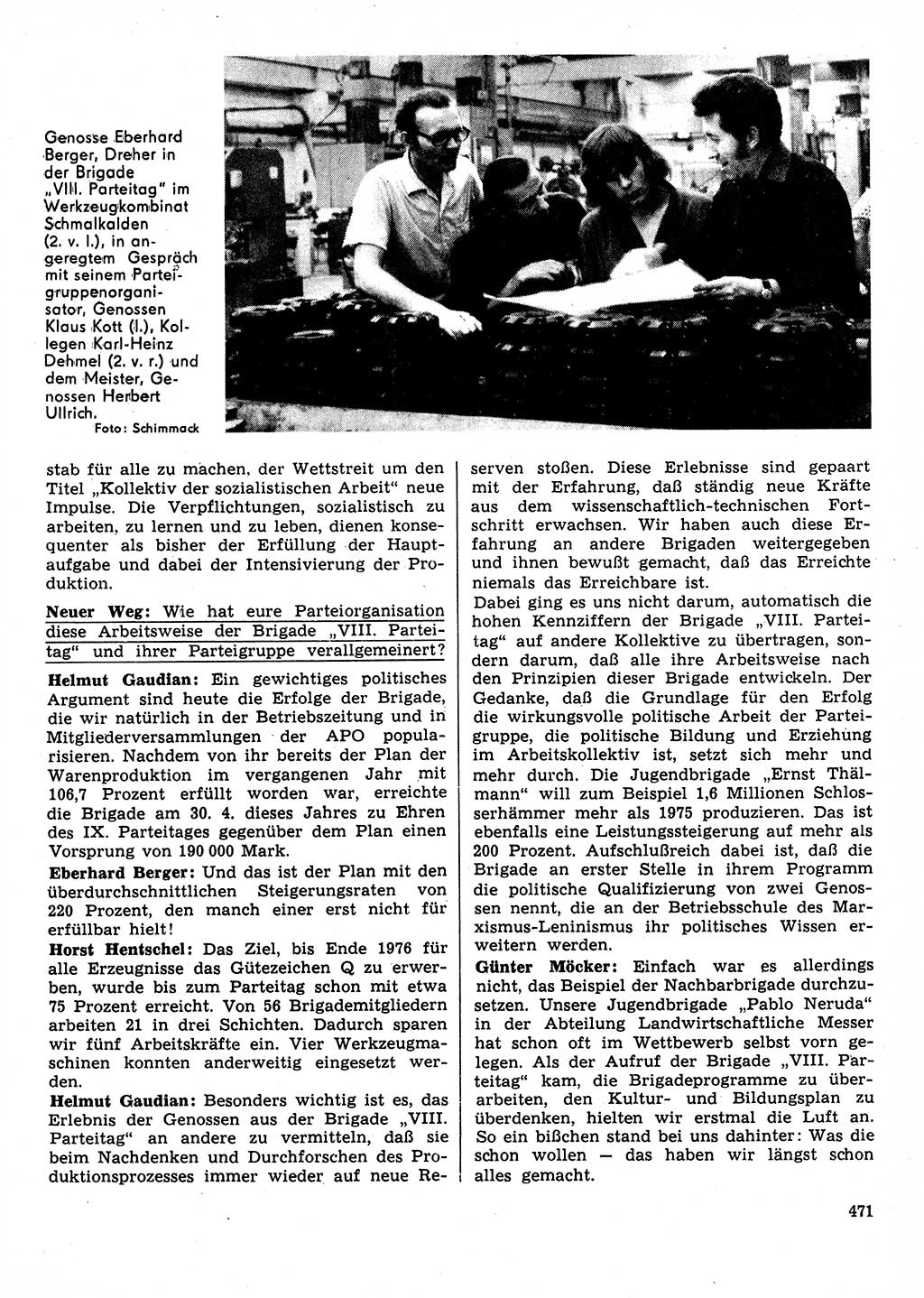 Neuer Weg (NW), Organ des Zentralkomitees (ZK) der SED (Sozialistische Einheitspartei Deutschlands) für Fragen des Parteilebens, 31. Jahrgang [Deutsche Demokratische Republik (DDR)] 1976, Seite 471 (NW ZK SED DDR 1976, S. 471)