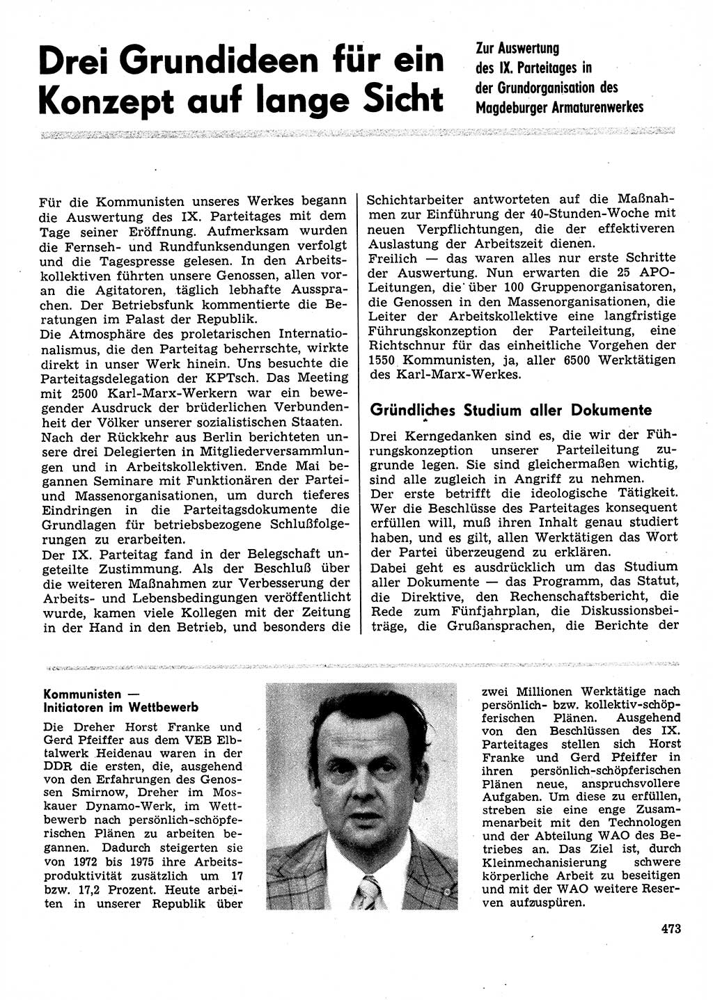 Neuer Weg (NW), Organ des Zentralkomitees (ZK) der SED (Sozialistische Einheitspartei Deutschlands) für Fragen des Parteilebens, 31. Jahrgang [Deutsche Demokratische Republik (DDR)] 1976, Seite 473 (NW ZK SED DDR 1976, S. 473)